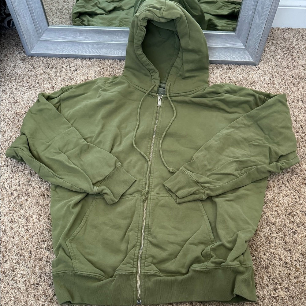 Brandy Melville / John Galt Matcha Green Zip-Up Hoodie